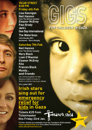 Tuesday's Child Gigs for Gaza poster