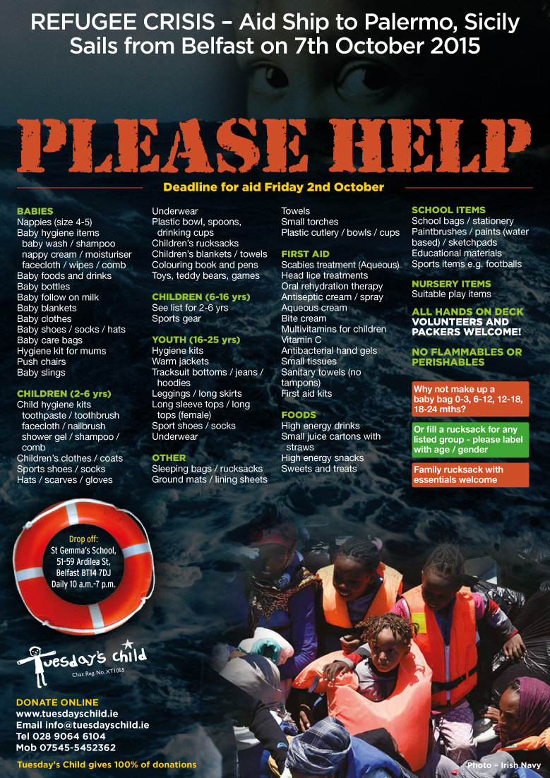 Tuesday's Child Aid Ship to Palermo for Child Refugees